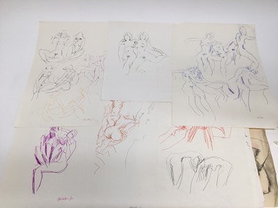 Lot 137 - Peter Collins (1923-2001) folio of unframed life studies including 1970s female nudes together with charcoal life studies