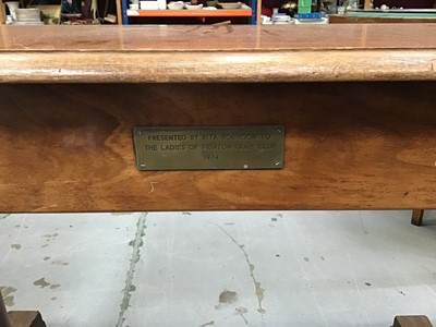 Lot 1003 - Victorian mahogany hall table with brass plaque for Frinton Golf Club