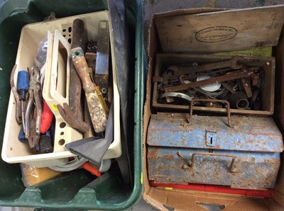 Lot 444 - Quantity old hand tools, tools boxes and accessories