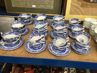 Lot 85 - Spode Italian blue and white breakfast cups and saucers and matching soup bowls and stands - 50 pieces