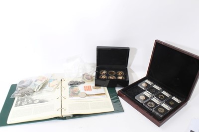 Lot 425 - World - Mixed coinage to include G.B. stamp/coin covers, Georgian copper coins, damaged banknotes & other issues