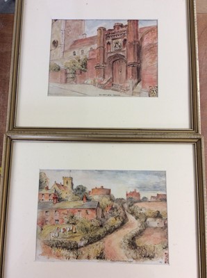 Lot 427 - William George Merrick (1858 - 1935) watercolour study of Chelmodiston together with another of Wolsey Gate Ipswich