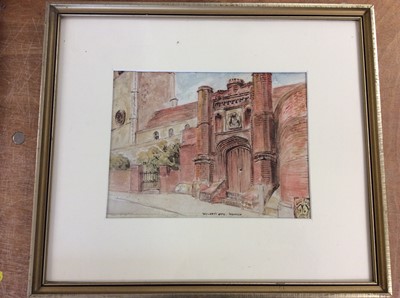 Lot 427 - William George Merrick (1858 - 1935) watercolour study of Chelmodiston together with another of Wolsey Gate Ipswich