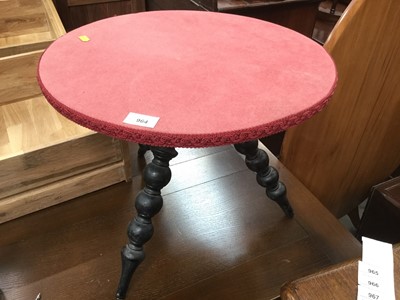 Lot 964 - Victorian gypsy table with velvet top on bobbin turned legs