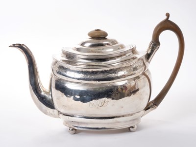 Lot 242 - George III silver teapot of oval form