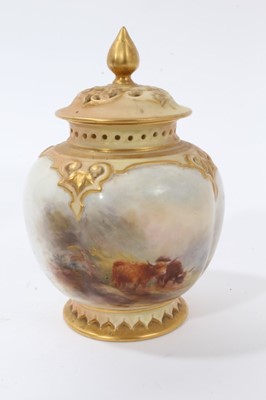 Lot 873 - Royal Worcester porcelain pot pouri vase and cover painted by Stinton