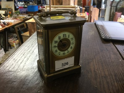 Lot 326 - Late 19th century French brass carriage clock