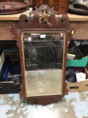 Lot 146 - 19th century Chippendale revival mahogany framed wall mirror with gilded phoenix cresting