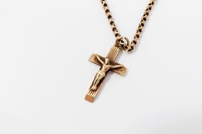 Lot 13 - 9ct gold crucifix pendant on chain and two other 9ct gold chains