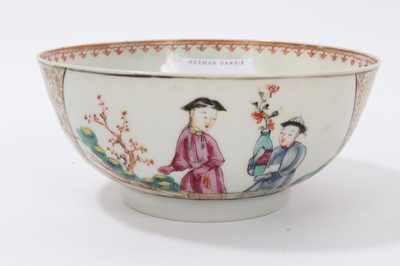 Lot 7 - Two Chinese famille rose bowls and similar milk jug
