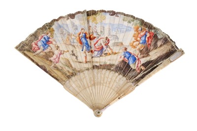 Lot 687 - 18th century Continental carved ivory fan