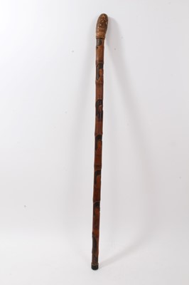 Lot 142 - Japanese carved bamboo cane