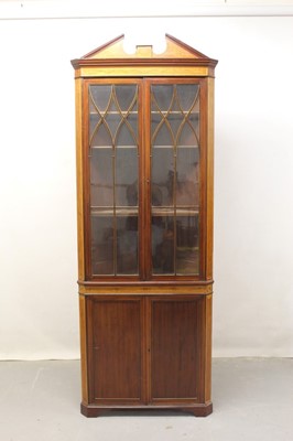 Lot 1223 - Edwardian Sheraton - style inlaid corner cupboard