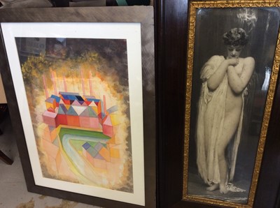 Lot 413 - The Nymph limited edition print, Frost and Reed 1903, together with a Joyce Pallot (1912 - 2004) watercolour of industrial buildings (2)