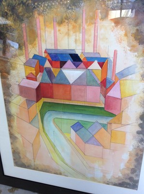Lot 413 - The Nymph limited edition print, Frost and Reed 1903, together with a Joyce Pallot (1912 - 2004) watercolour of industrial buildings (2)