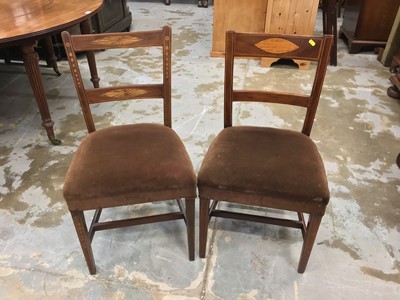 Lot 1031 - Two inlaid mahogany side chairs