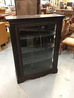 Lot 933 - Late Victorian ebonised display cabinet with three shelves enclosed by glazed door.