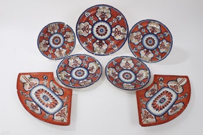 Lot 139 - Regency pearlware glazed tablewares, decorated in a variation of the Dollar pattern (7 pieces)