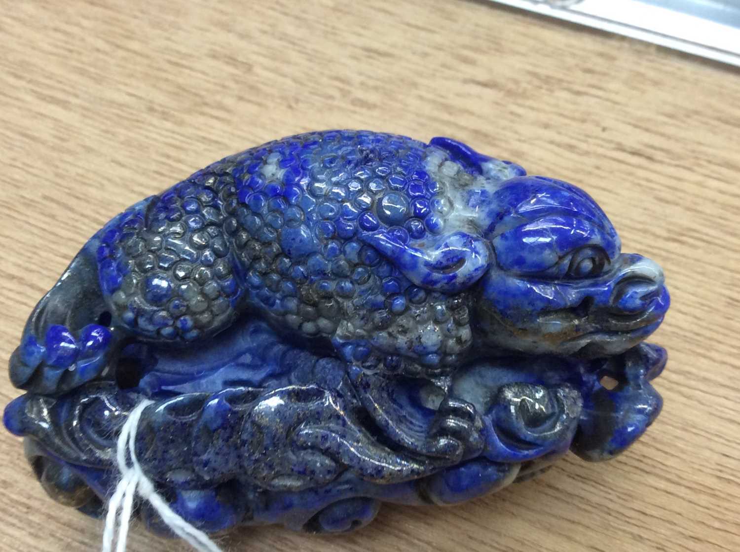 Lot 307 - Chinese lapis lazuli carving of a dragon