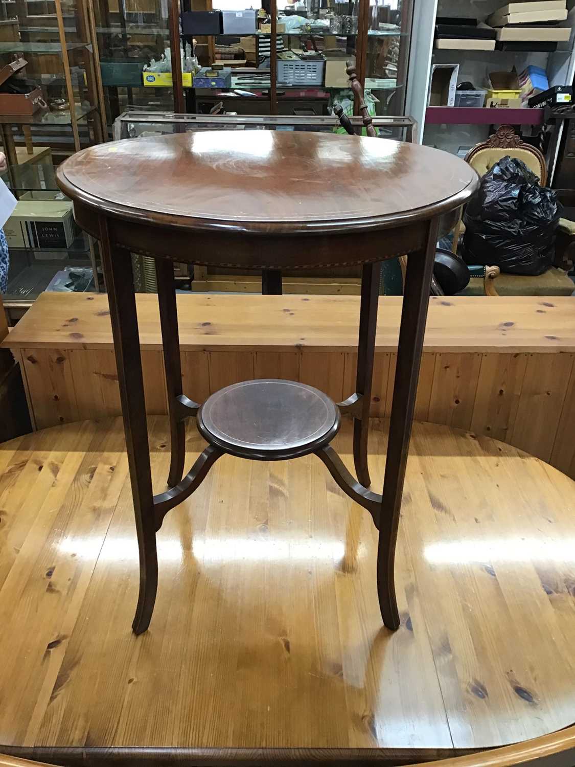 Lot 936 - Edwardian inlaid mahogany circular two tier occasional table on splayed legs