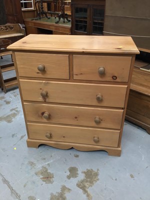 Lot 870 - Pine chest of two short and three long drawers