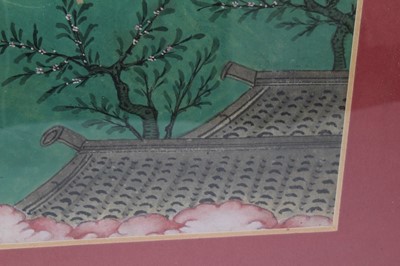 Lot 690 - Pair of 18th / 19th century. Chinese gouache works on paper depicting deities in gardens