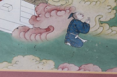 Lot 690 - Pair of 18th / 19th century. Chinese gouache works on paper depicting deities in gardens