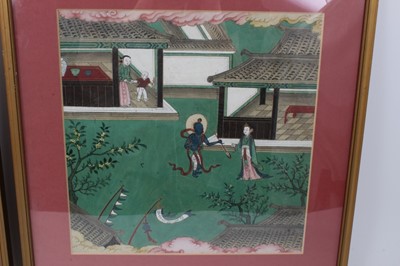 Lot 690 - Pair of 18th / 19th century. Chinese gouache works on paper depicting deities in gardens