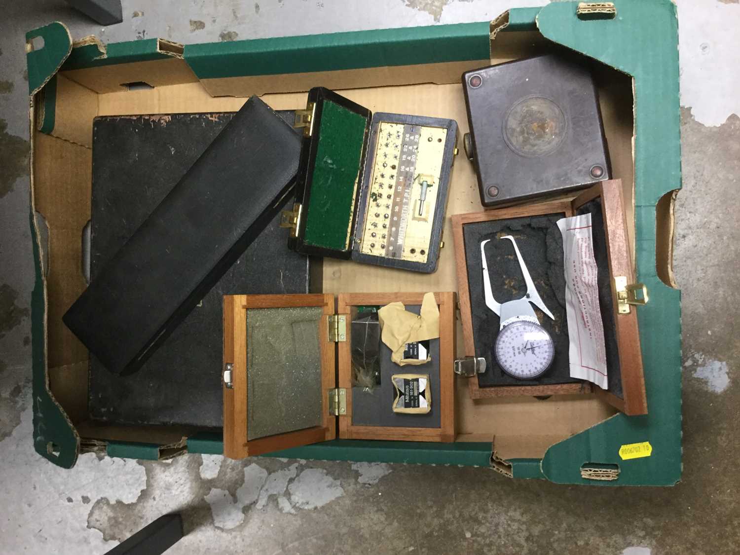 Lot 345 - Box of vintage scientific and measuring