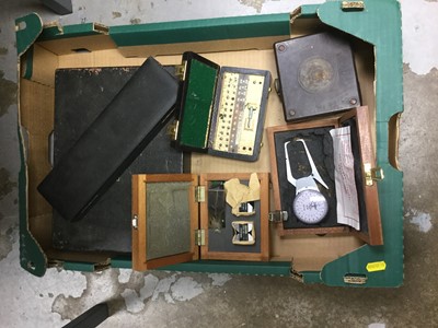 Lot 345 - Box of vintage scientific and measuring instruments