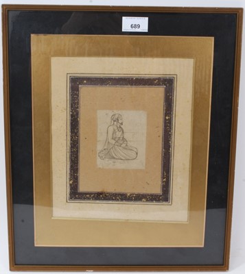 Lot 689 - Indian School 18th century, sketch of a nobleman in gold splash border