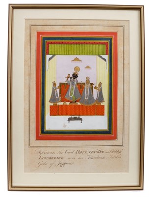 Lot 698 - Indian School 18th / 19th century, gouache on paper - 'Gods of Jeypour'