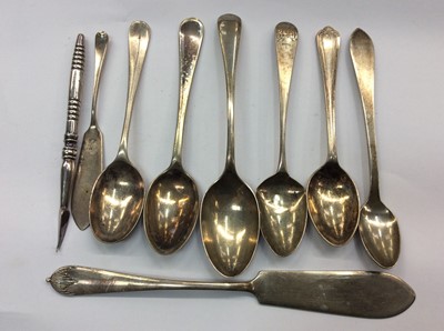 Lot 673 - Group of silver and plated cutlery