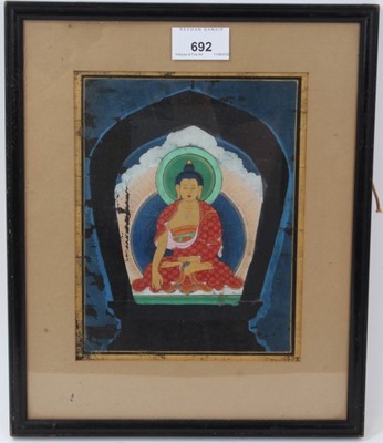 Lot 692 - Tibetan school 18th / 19th century, gouache on paper -  Buddha