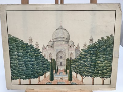 Lot 108 - 19th century Indian watercolour of the Taj Mahal, together with two others