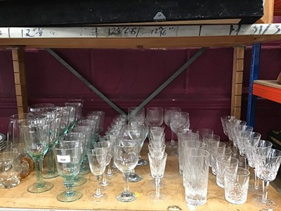 Lot 524 - Selection of cut wine glasses and tumblers, green wine glasses and punch tankards