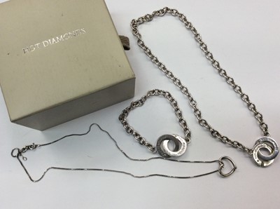 Lot 670 - Hot Diamonds silver link necklace and matching bracelet and one other silver heart necklace