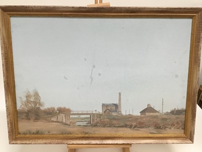 Lot 68 - Wivenhoe group oil on board of a meandering river, together with another of a landscape with footbridge. (2)