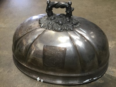 Lot 162 - 19th century silver plated meat dome, engraved armorial