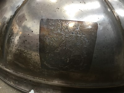 Lot 162 - 19th century silver plated meat dome, engraved armorial
