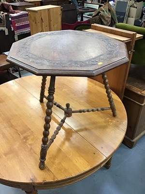 Lot 946 - Edwardian octagonal carved oak occasional table on bobbin legs