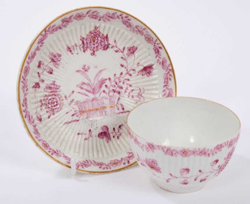 Lot 90 - Derby fluted tea bowl, the saucer bearing the inscription 'J Hoyler 1771' in gilt