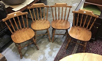 Lot 882 - Set of four pine kitchen chairs