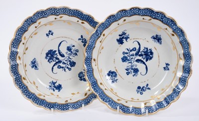 Lot 81 - Pair of Caughley blue printed plates, circa 1785, rare impressed Salopian mark