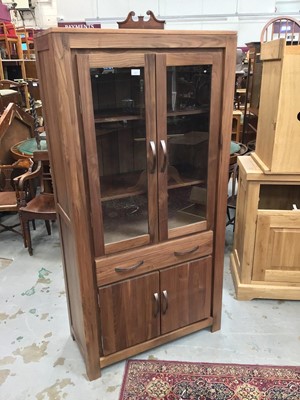 Lot 883 - Contemporary display cabinet with two glazed doors, drawer and cupboards below