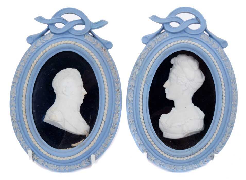 Lot 72 - Pair of Sèvres  biscuit portrait plaques of the Duke and Duchesse du Berry