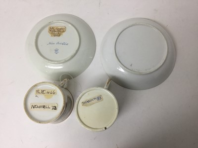 Lot 91 - New Hall coffee can and saucer, a Derby saucer and a Davenport can