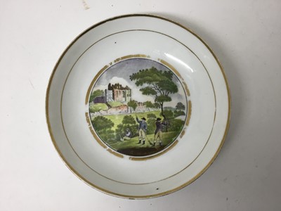 Lot 91 - New Hall coffee can and saucer, a Derby saucer and a Davenport can