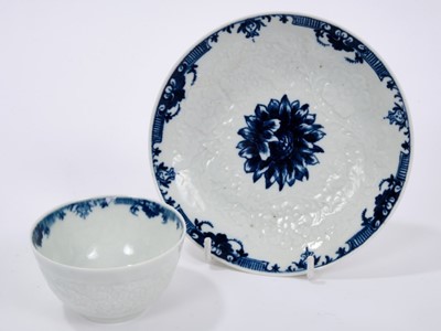 Lot 87 - Worcester tea bowl and saucer, painted in blue with a chrysanthemum, circa 1760