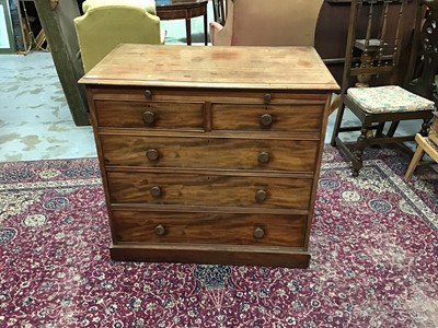 Lot 886 - 19th century mahogany chest with brushing slide, two short and three long drawers below